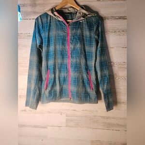 Nike Dri Fit Phenom Vapor Running Jacket Blue Plaid Women’s Medium XS